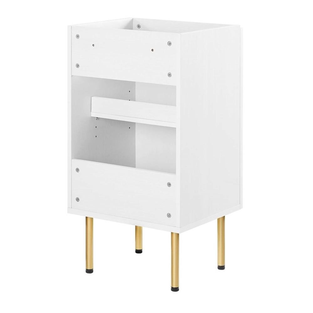 Pemberly Row 18″ Wood & Rattan Bathroom Vanity Cabinet in White