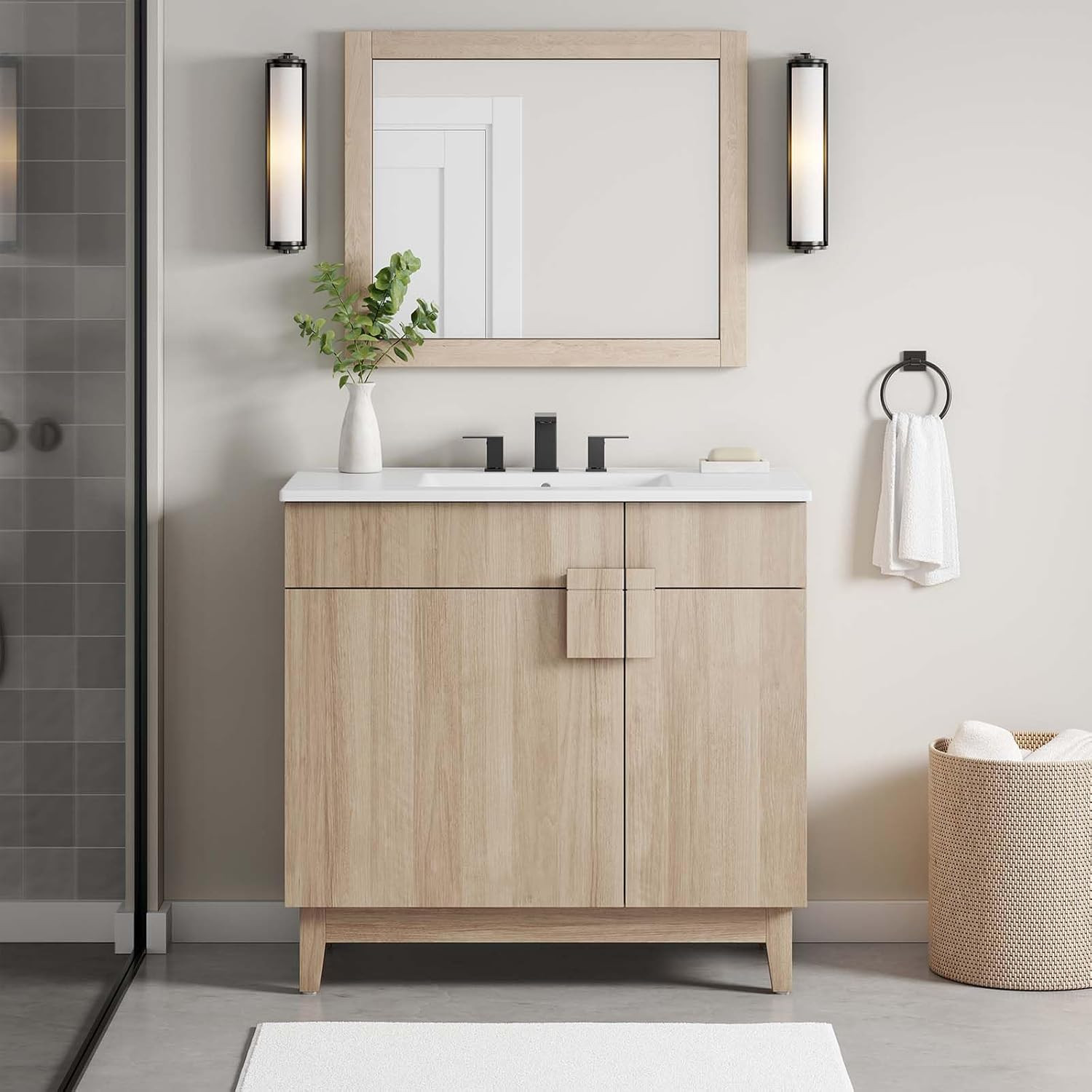 36″ Oak Bathroom Vanity Cabinet – Sink Basin Not Included, EEI-6400-OAK