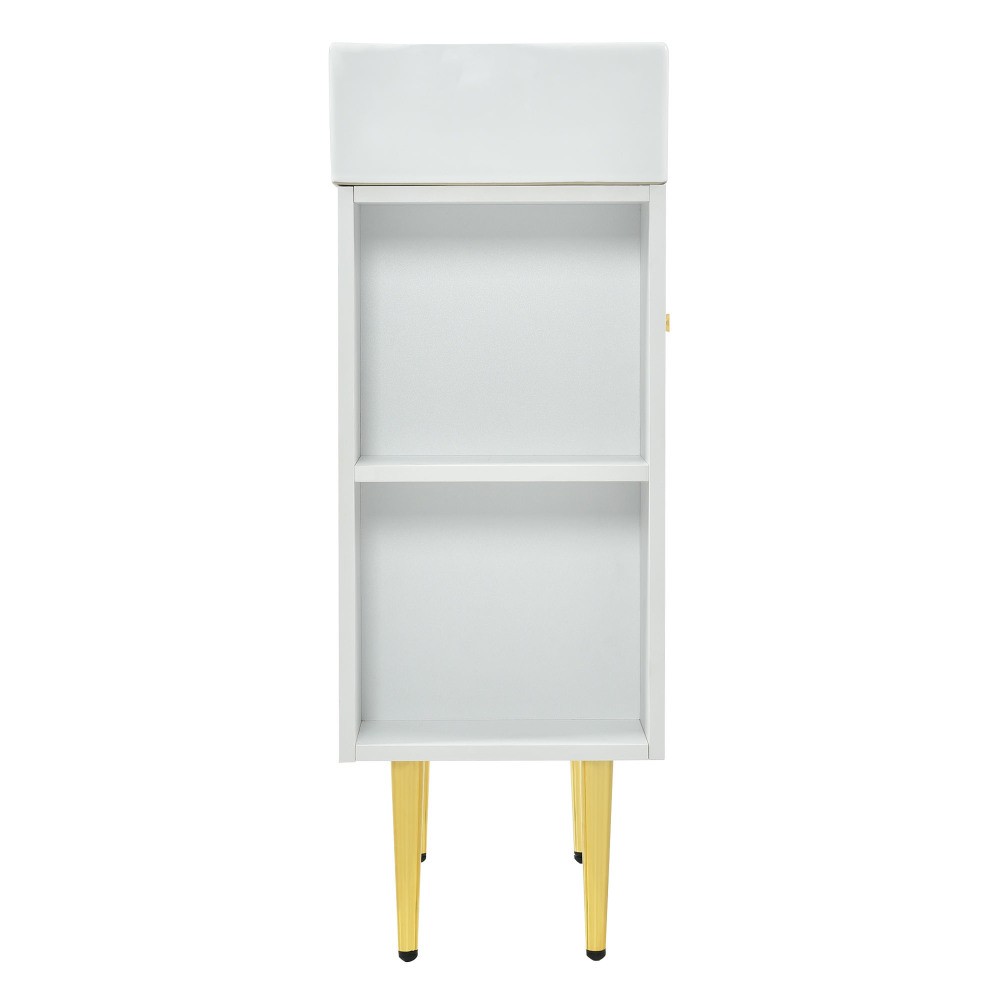 21.6 in Bathroom Vanity Cabinet Only White MDF Ceramic with Soft Close Door