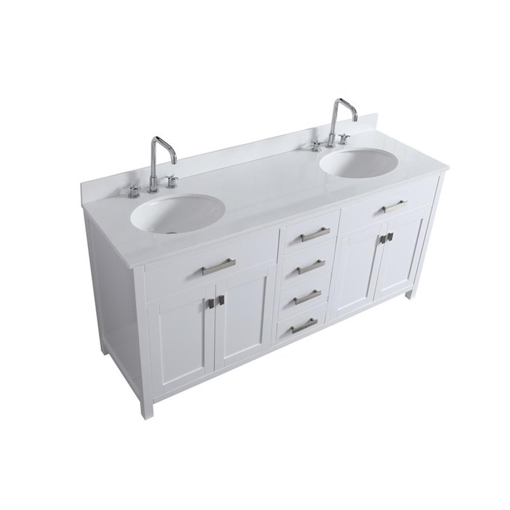 Pemberly Row Modern / Contemporary 72″ Vanity Base Only in White