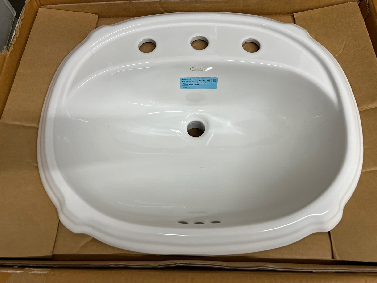 Kohler K-2189-8-0 Portrait Self-Rimming Bathroom Sink, white, NEW