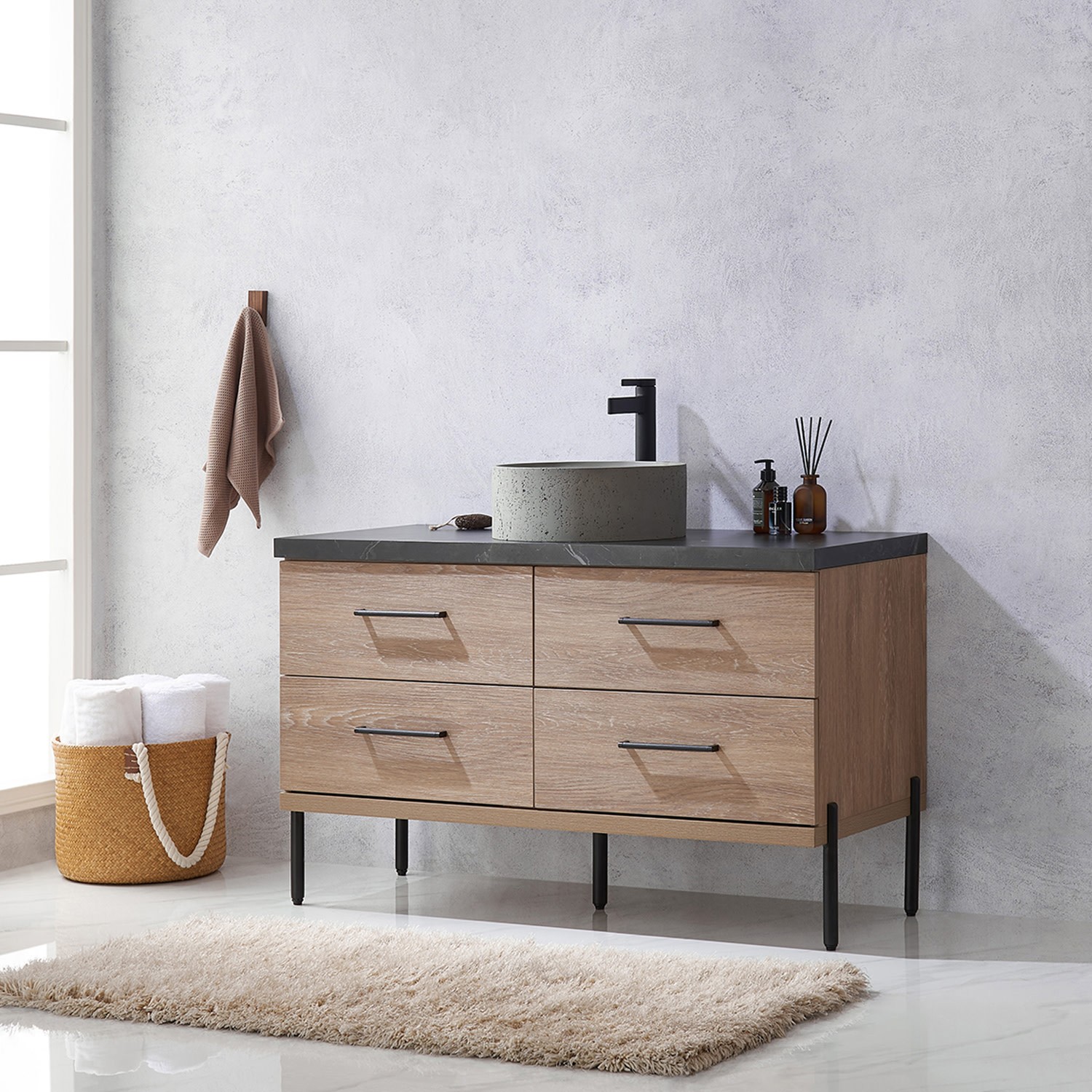 Miseno MV-NM-705148R Trento 48″ – North American Oak / Black
