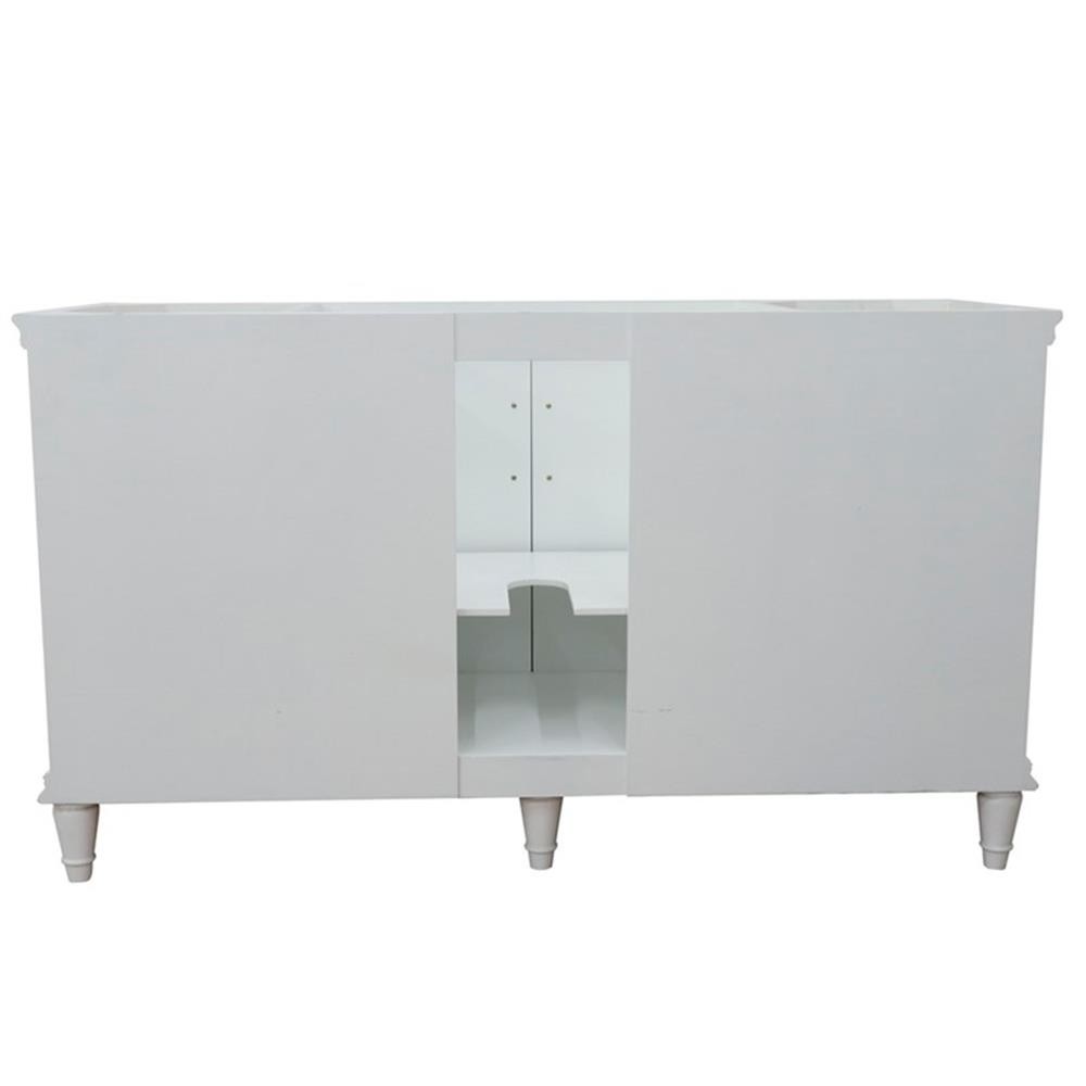 61 in. Single Wooden Vanity White with Black Galaxy Round Sink