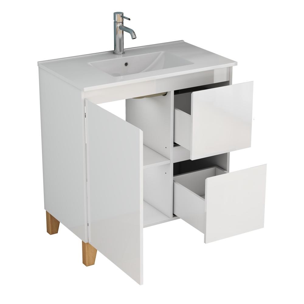 Bathroom Vanity W Sink Features 1 Door A 2 Drawers Includes Soft-Close Mechanism
