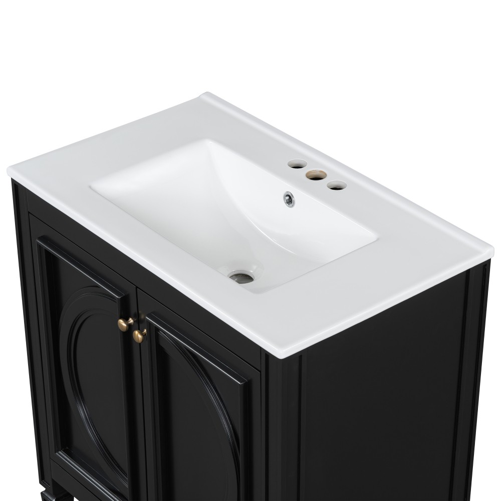 30″ Bathroom Vanity with Sink, Two Doors with Shelf, Soft Close Door Hinges