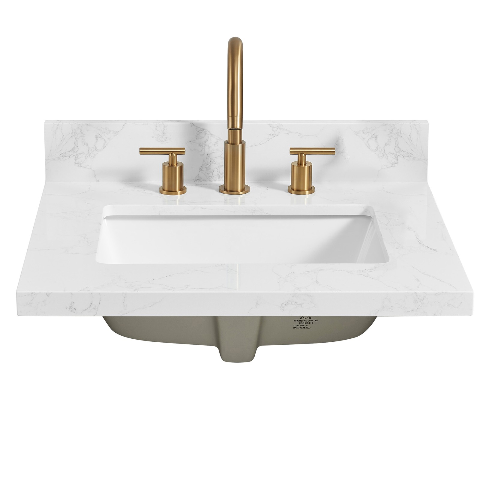 Jaen 25″W x 22″D Composite Stone Vanity Top in Grain White with Ceramic Sink