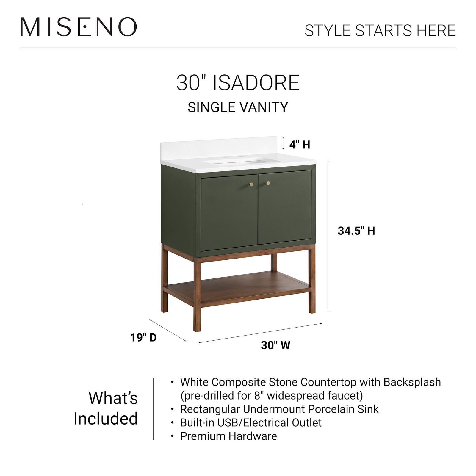 Miseno MV-N254-V30 Isadore 30″ – Tricorn Black