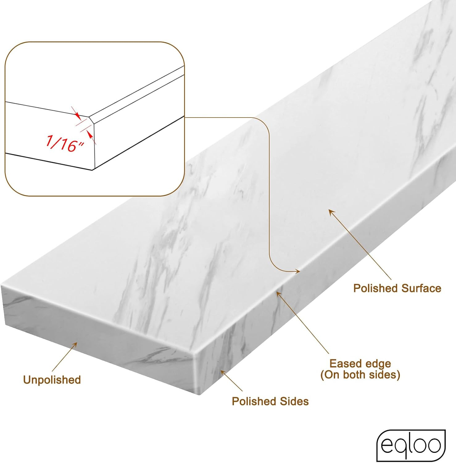 21 Inch Sidesplash in Venice White, Engineered Stone Side Splash for Bathroom Va
