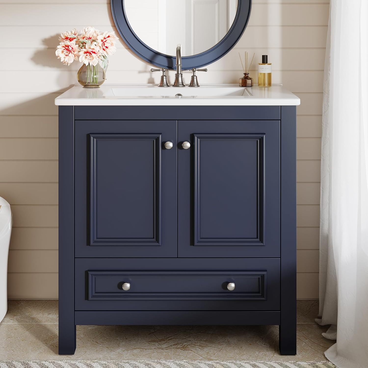30″ Bathroom Vanity with Sink Combo Bathroom Cabinet with 2 Doors and 1 Drawer
