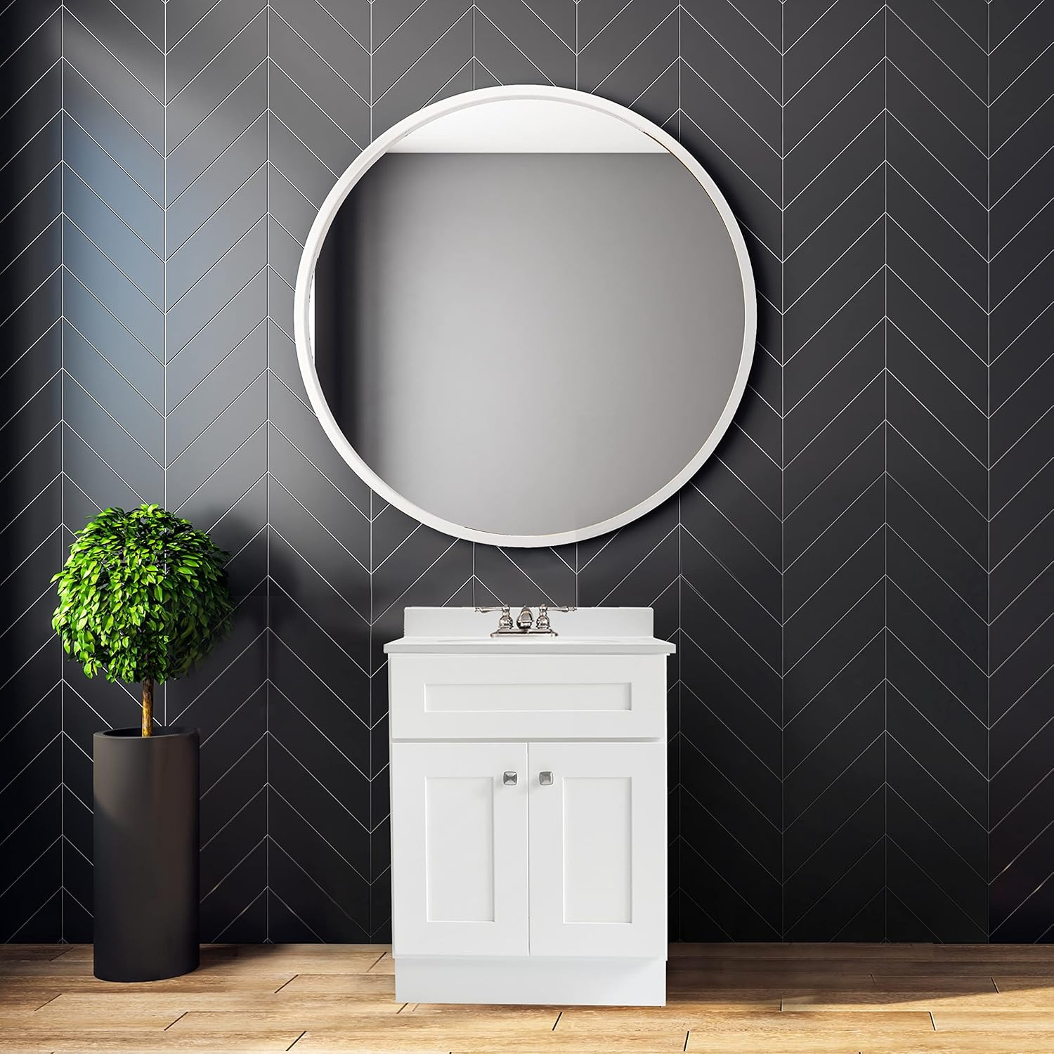 Brookings 24 Inch Bathroom Vanity, Ready to Assemble, Solid Wood, Sherwin Willia