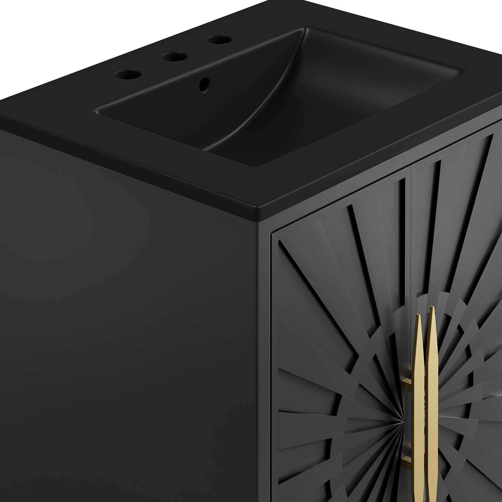 Modway Awaken 24″ Bathroom Vanity Cabinet in Black Black With Ceramic Sink Basin