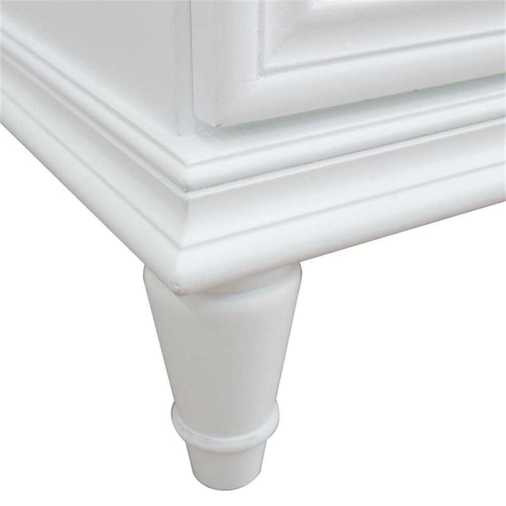 37 in. Single Wooden Vanity White Gray Granite Round Right Door.Right Sink