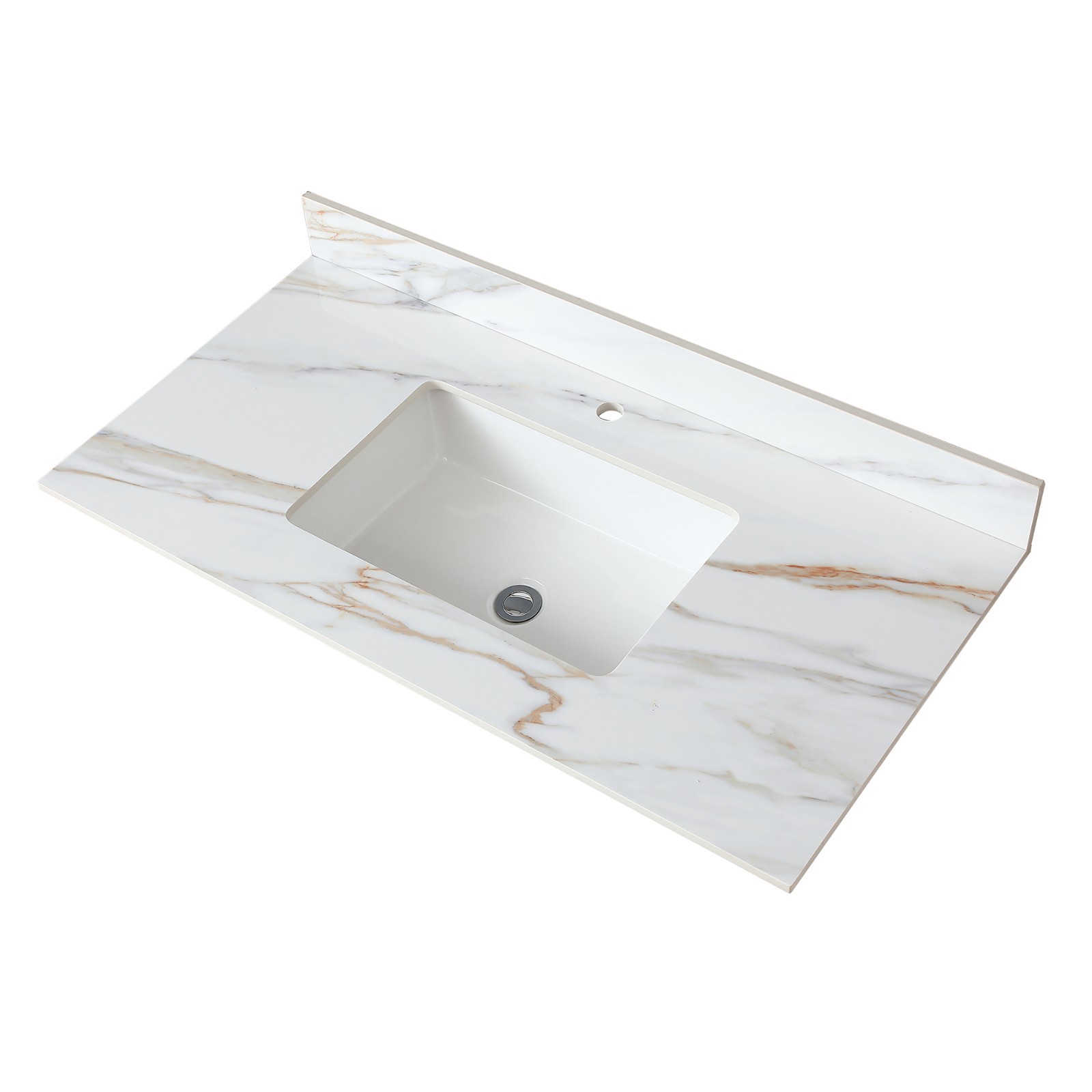 43″ Marble Vanity Top with Undermount Sink & Backsplash Carrara White
