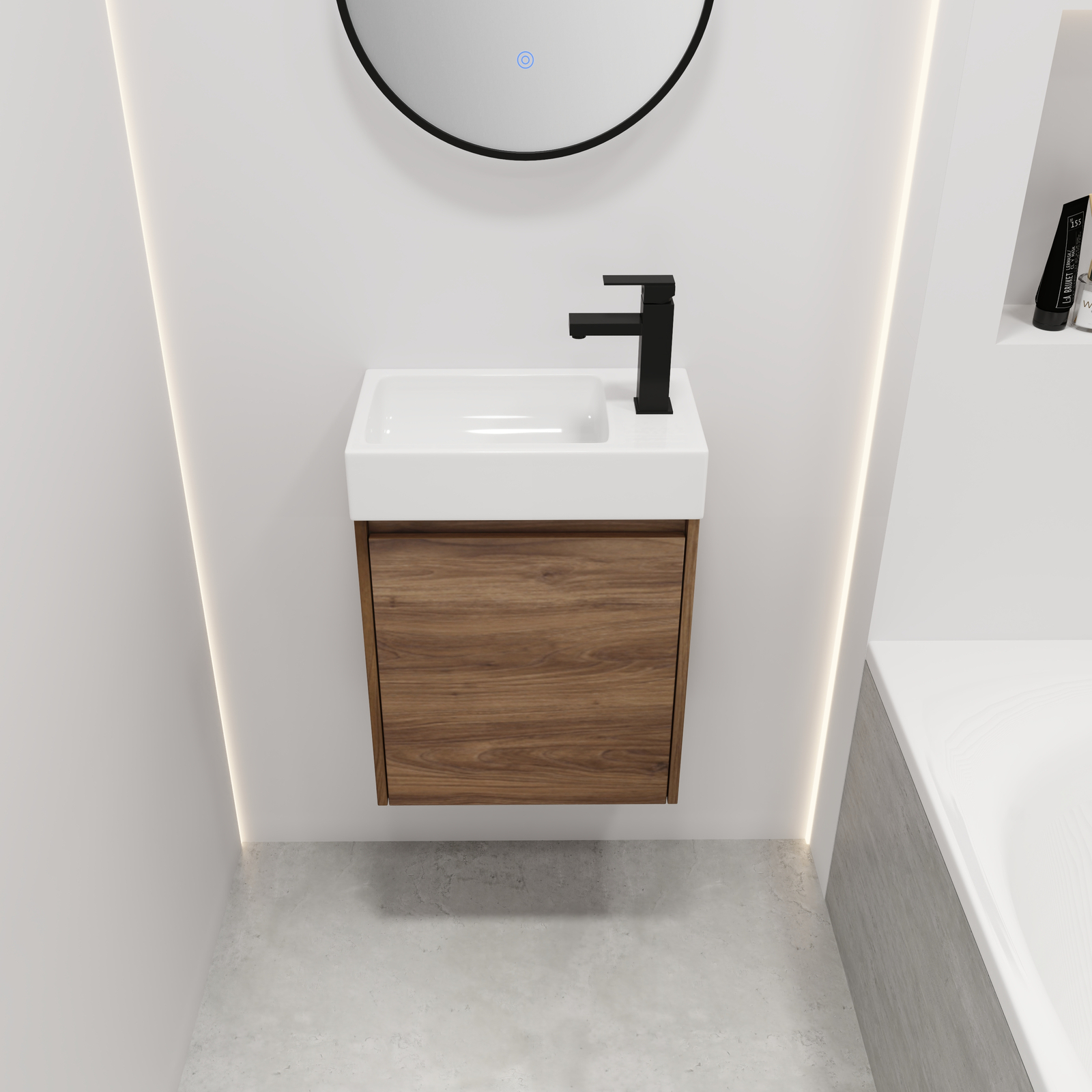 18″ Wooden Bathroom Vanity with Single Sink for Small Bathroom W/ Door Brown NEW