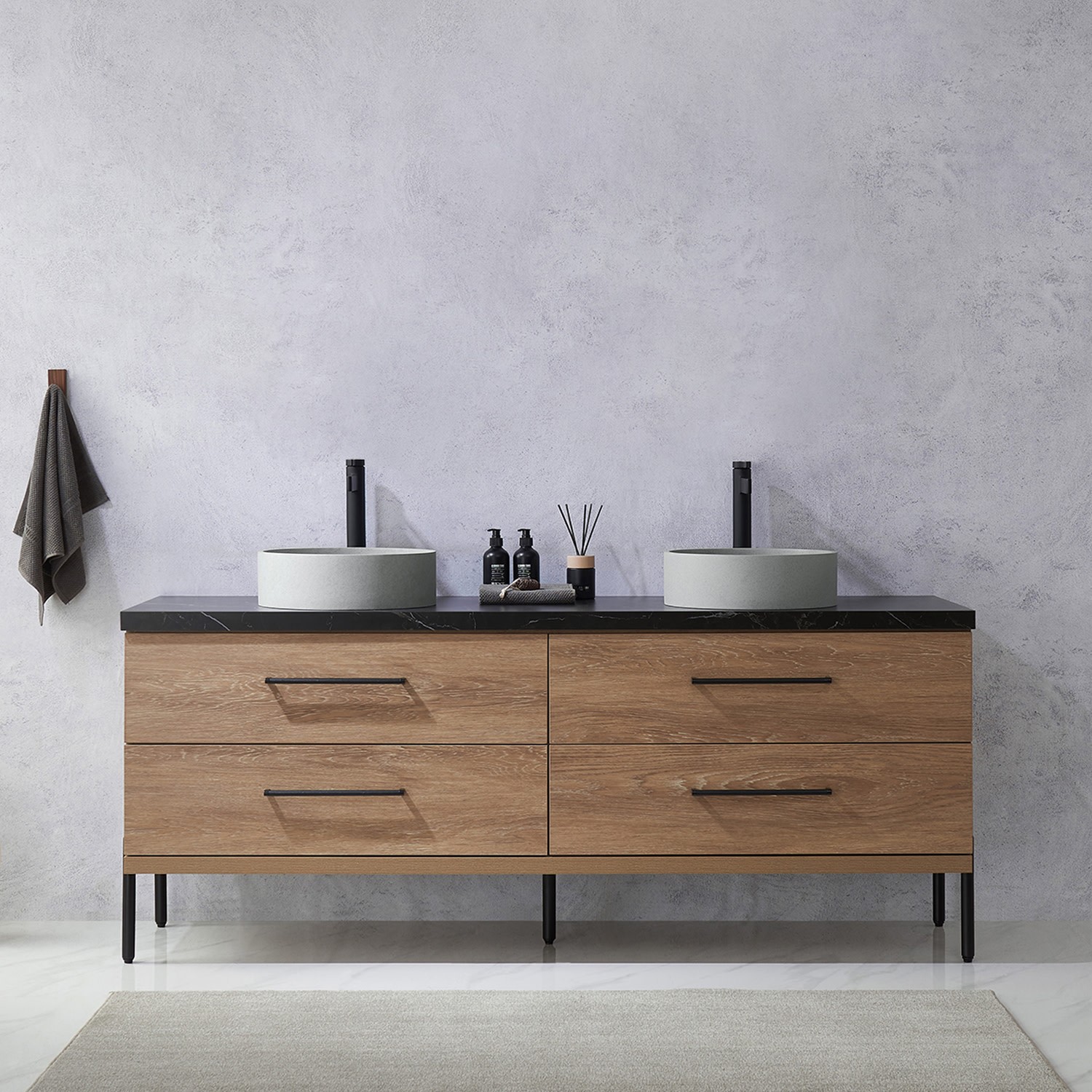 Miseno MV-NM-705172C Trento 72″ – North American Oak / Black