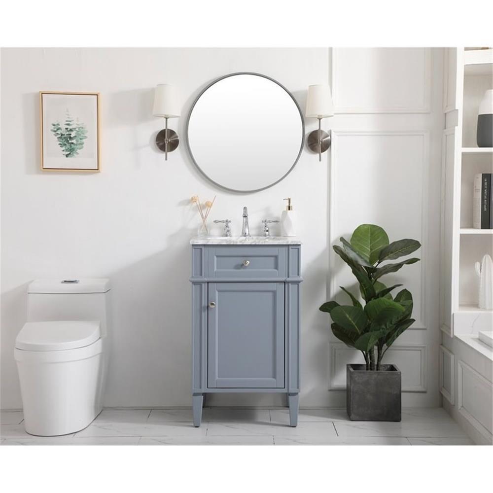 Elegant Decor Park Avenue 21″ Metal MDF Marble Single Bathroom Vanity in Gray