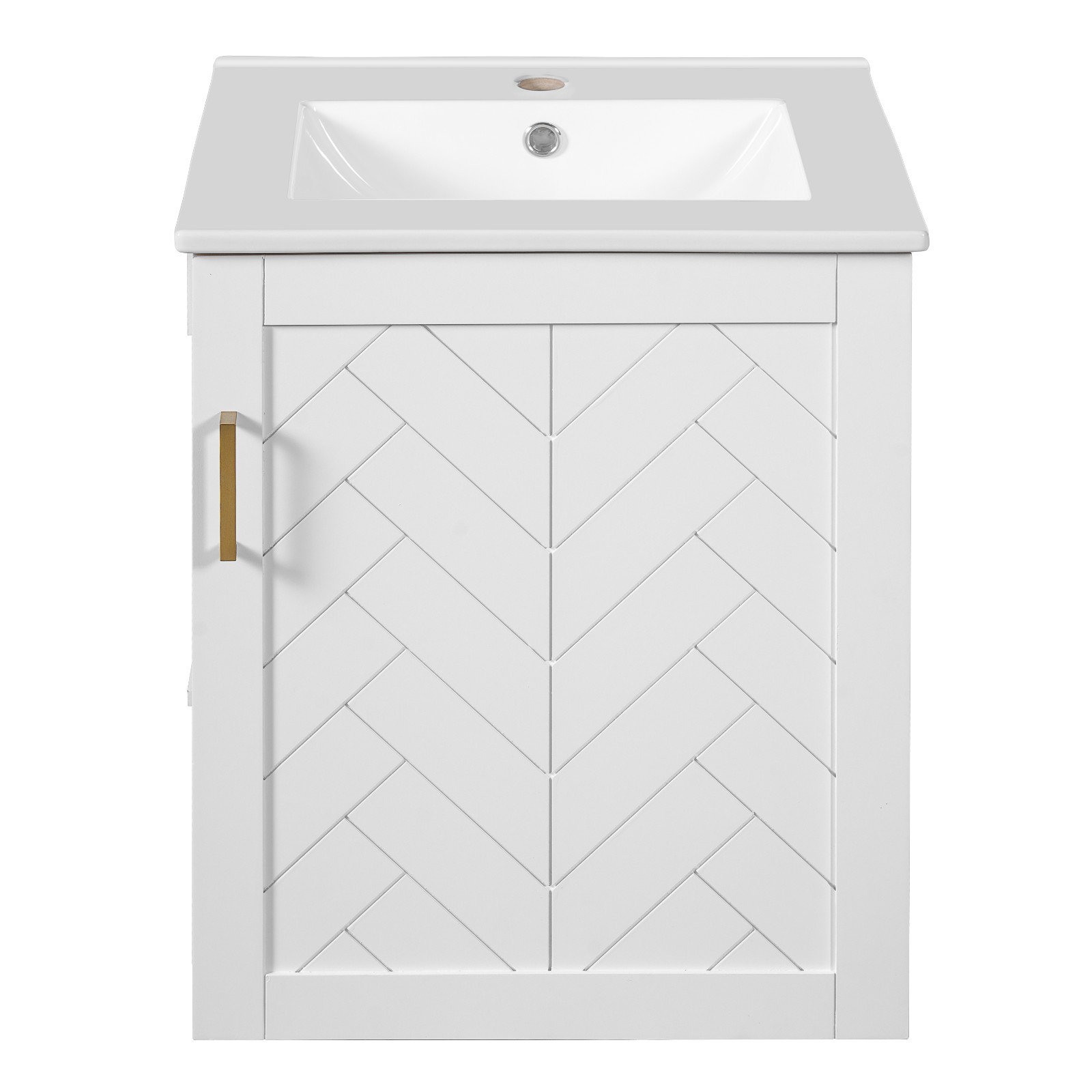 20″ Wall Mounted Bathroom Vanity Storage Cabinet With Sink Door Open Shelves