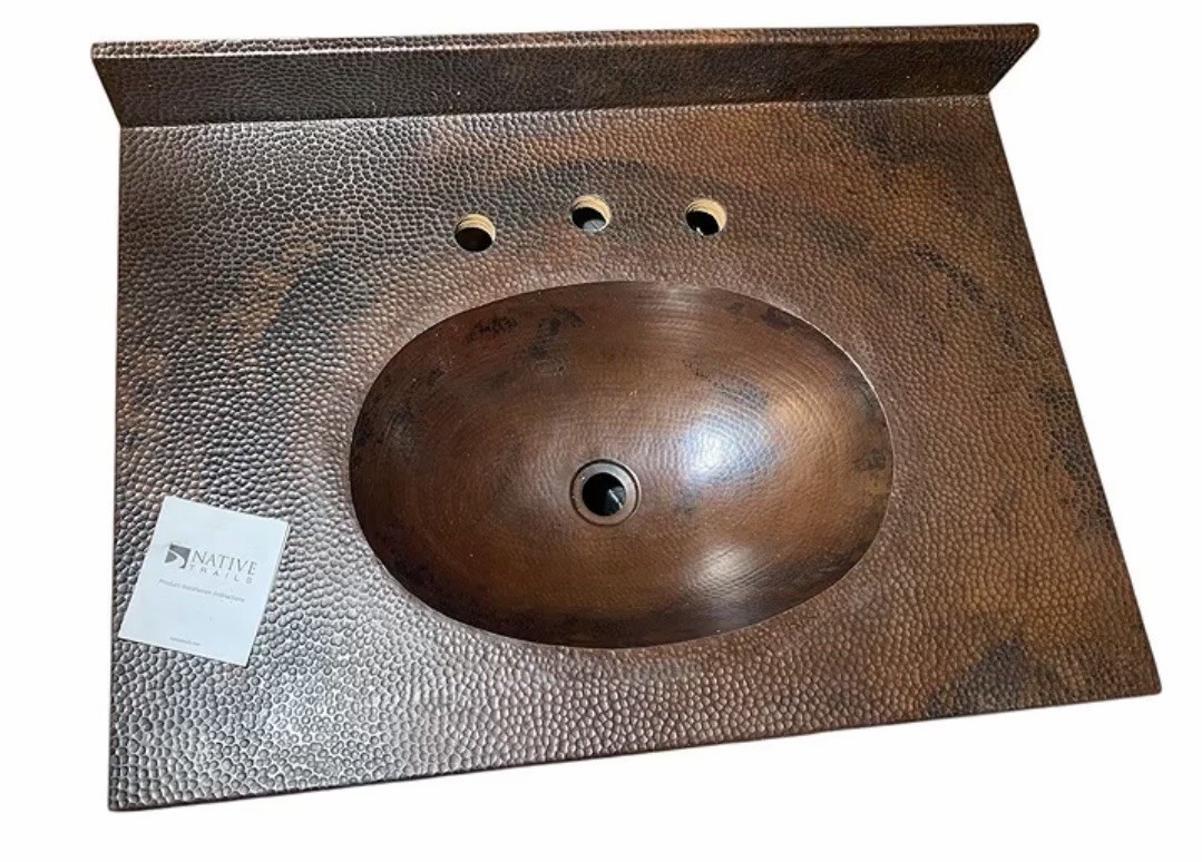 Native Trails Sedona Reclaimed Antique Copper 30-inch Vanity Top With Sink- NEW