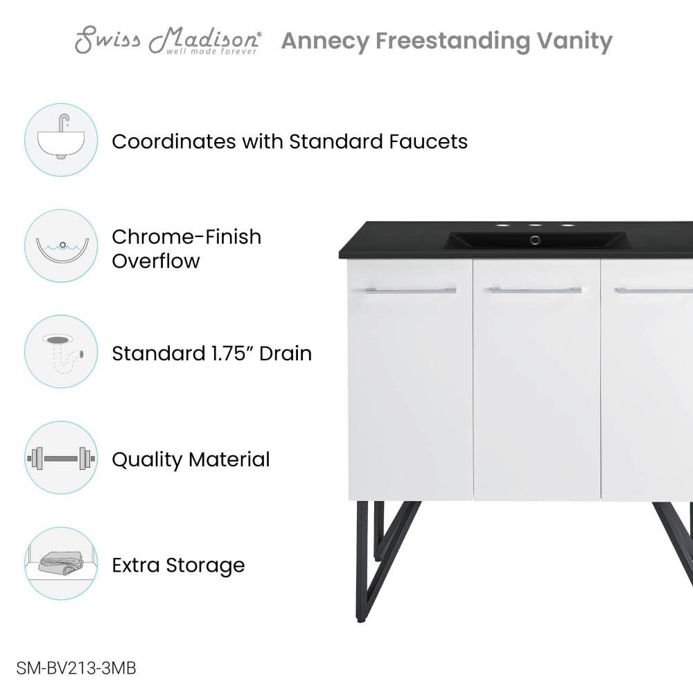 Swiss Madison SM-BV213-3MB Annecy 36″ – White / Matte Black