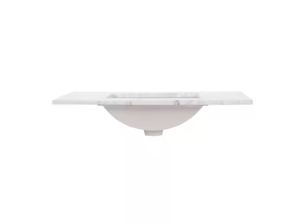 37 in. W x 22 in. D Engineered Stone Composite White Rectangular Single Sink Van