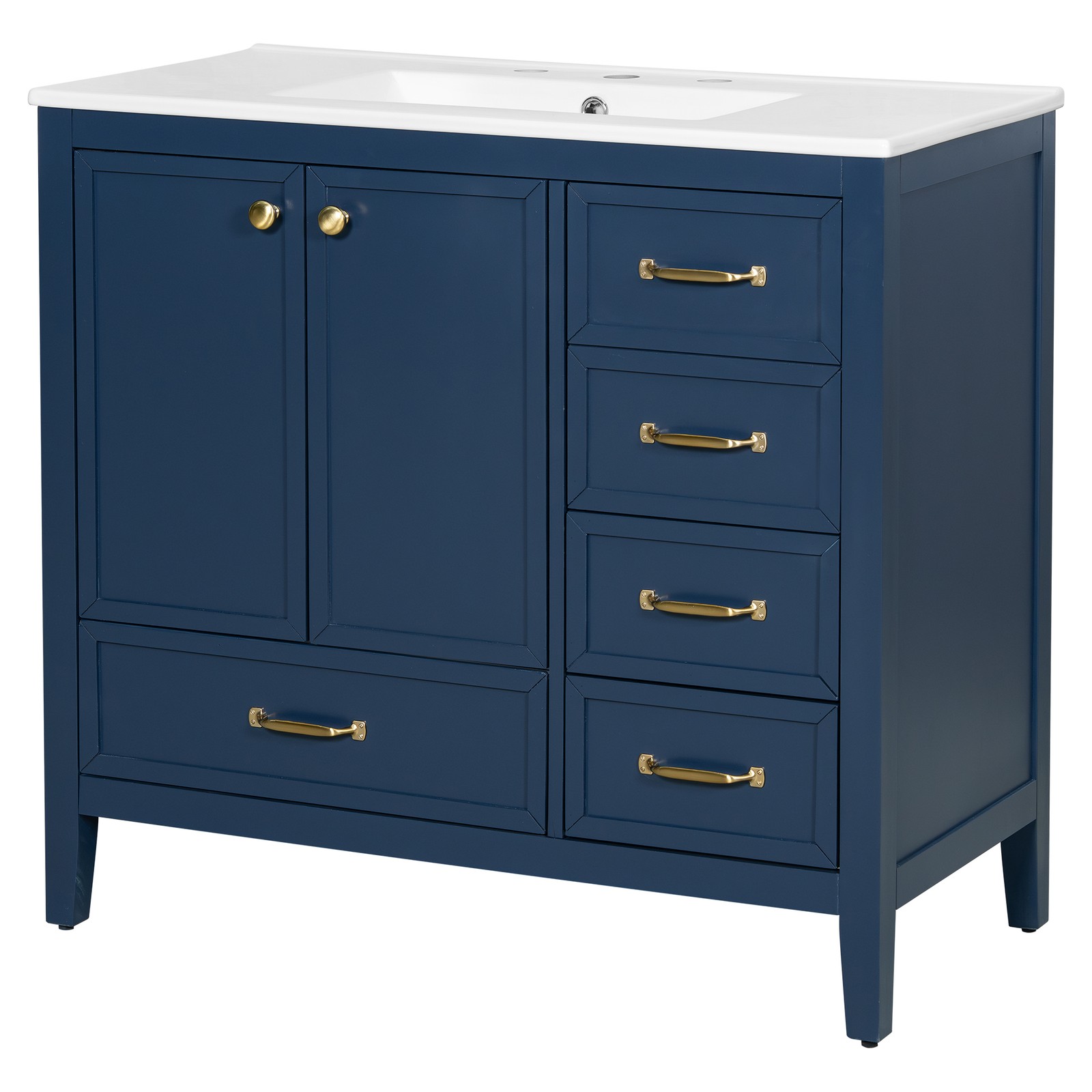 36″ Bathroom Vanity with Sink & Soft-Closing Doors, Blue