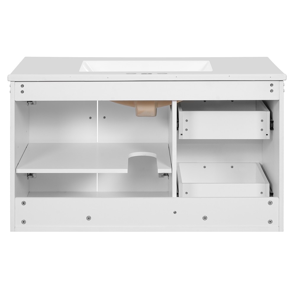 36″ Wall Mounted Bathroom Vanity w/Sink,Floating Vanity Cabinet,2 Drawers, Doors