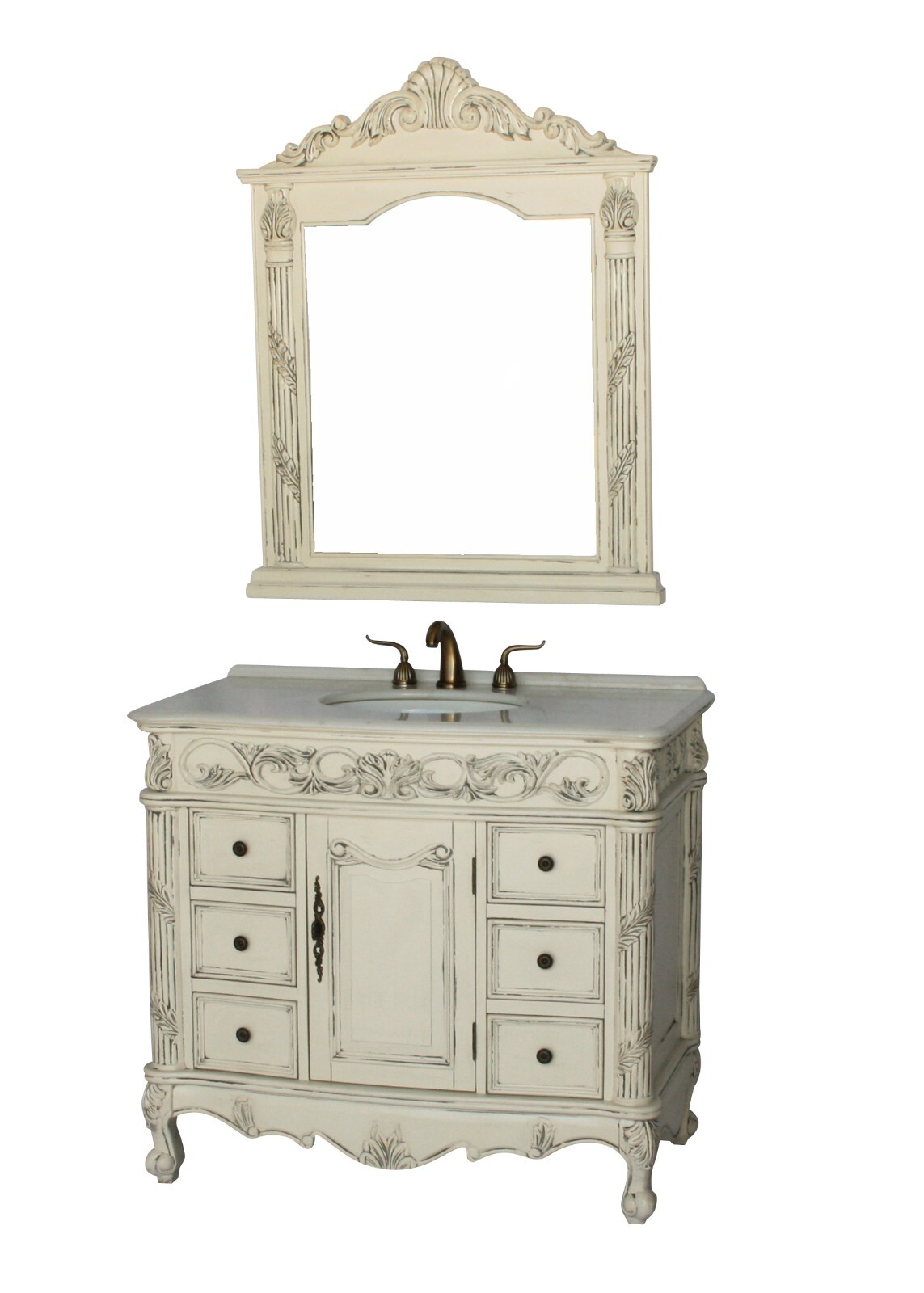 40-Inch Antique Style Single Sink Bathroom Vanity Set with Mirror Model 7640-C