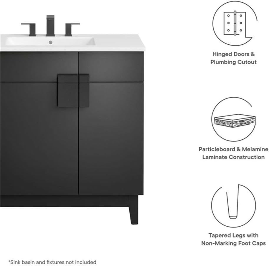 Miles 36″ Black Bathroom Vanity Cabinet – Sink Basin Not Included