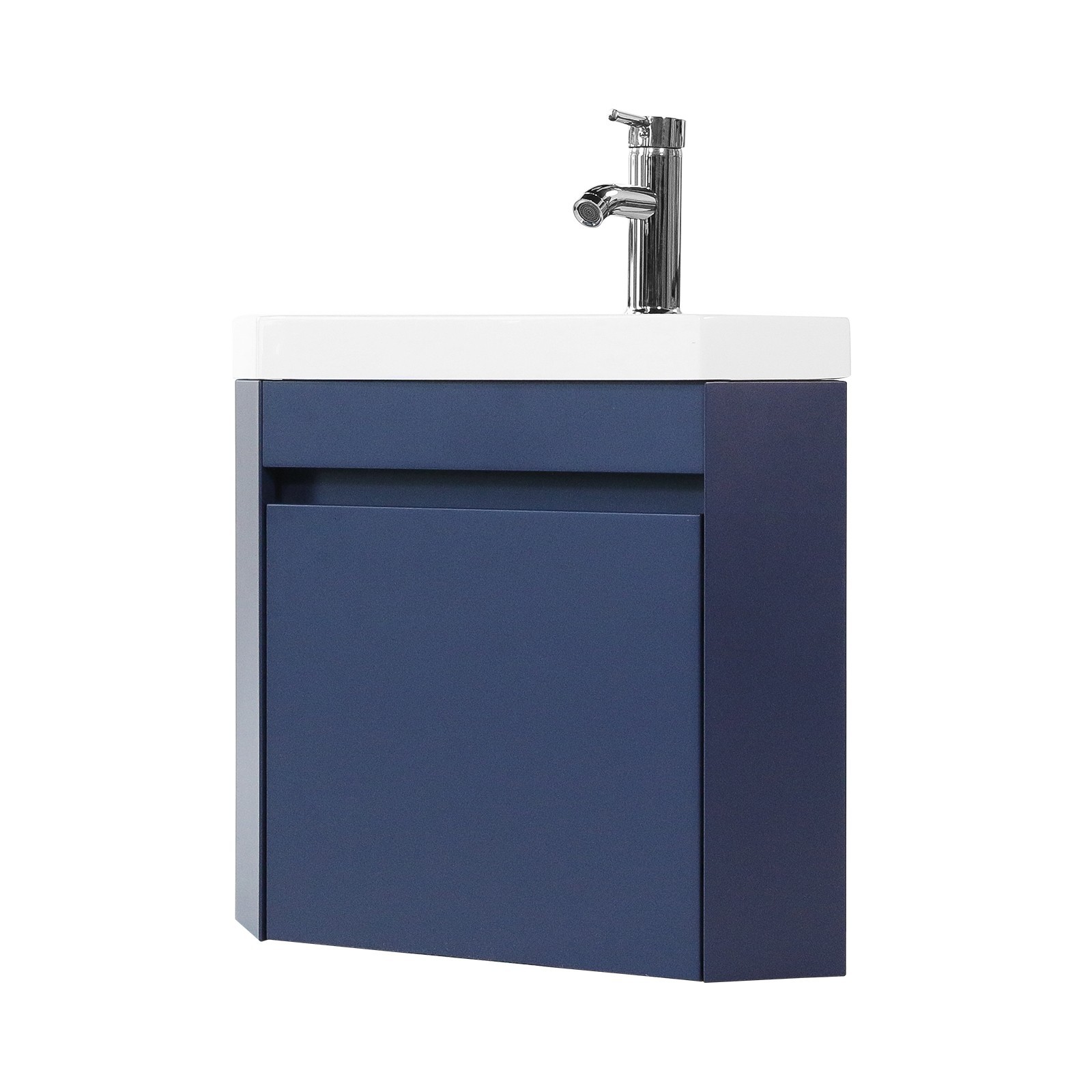 Corner Wall Mounted Bathroom Vanity Floating Cabinet w/Sink for Small Bathroom