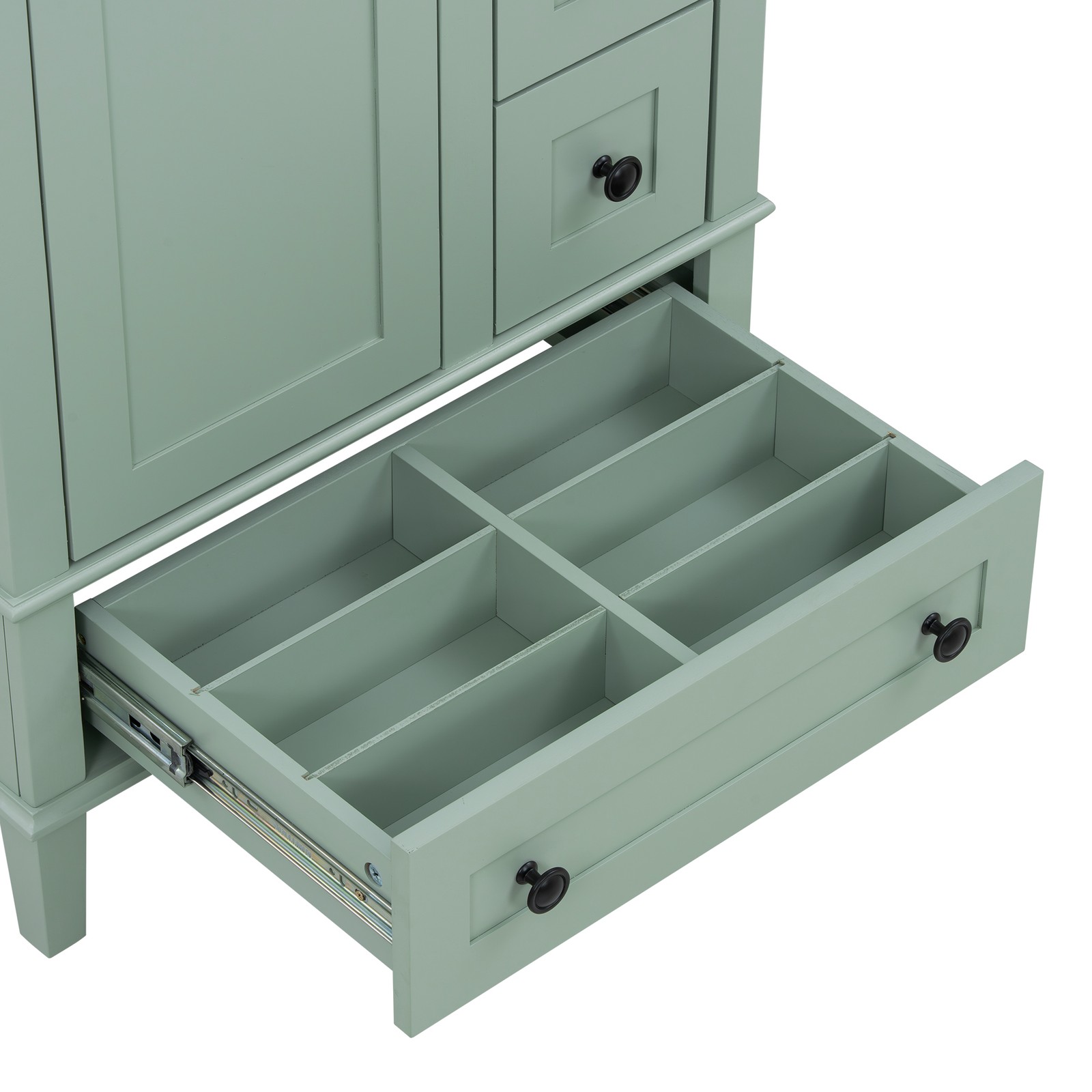 24″ Wood Bathroom Vanity Storage Cabinet with Ceramic Sink & Soft-Close Drawers