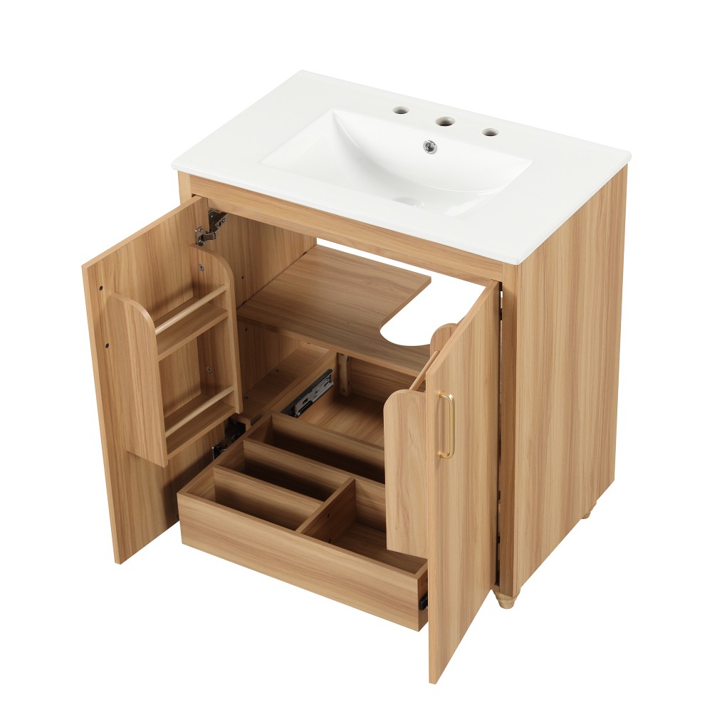 30″ Bathroom Vanity with Sink Combo Multi-functional Bathroom Cabinet with Doors