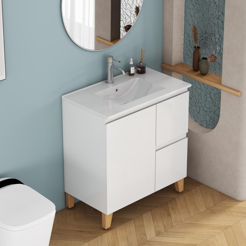 Bathroom Vanity W Sink Features 1 Door A 2 Drawers Includes Soft-Close Mechanism