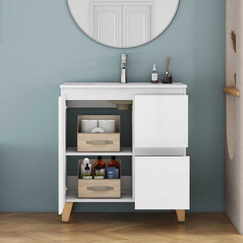 Bathroom Vanity W Sink Features 1 Door A 2 Drawers Includes Soft-Close Mechanism