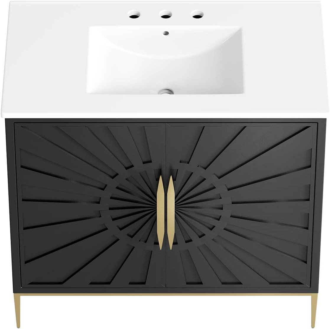 36″ Awaken Bathroom Vanity Cabinet in Elegant White and Black Finish