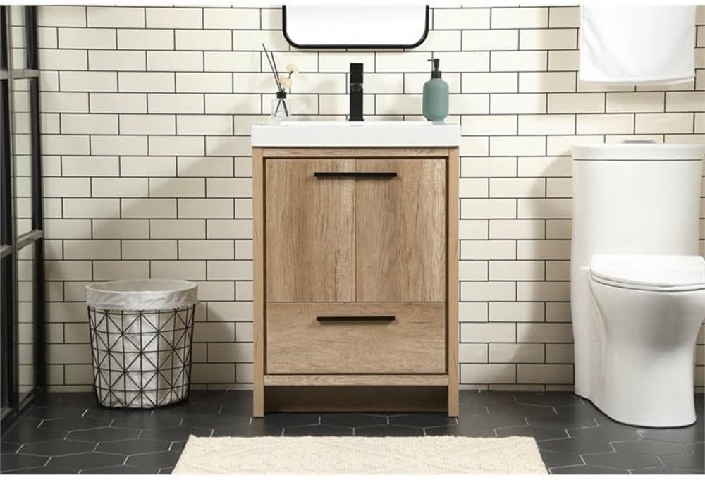 Elegant Decor – VF46024NT – 24 Single Bathroom Vanity in Natural Oak