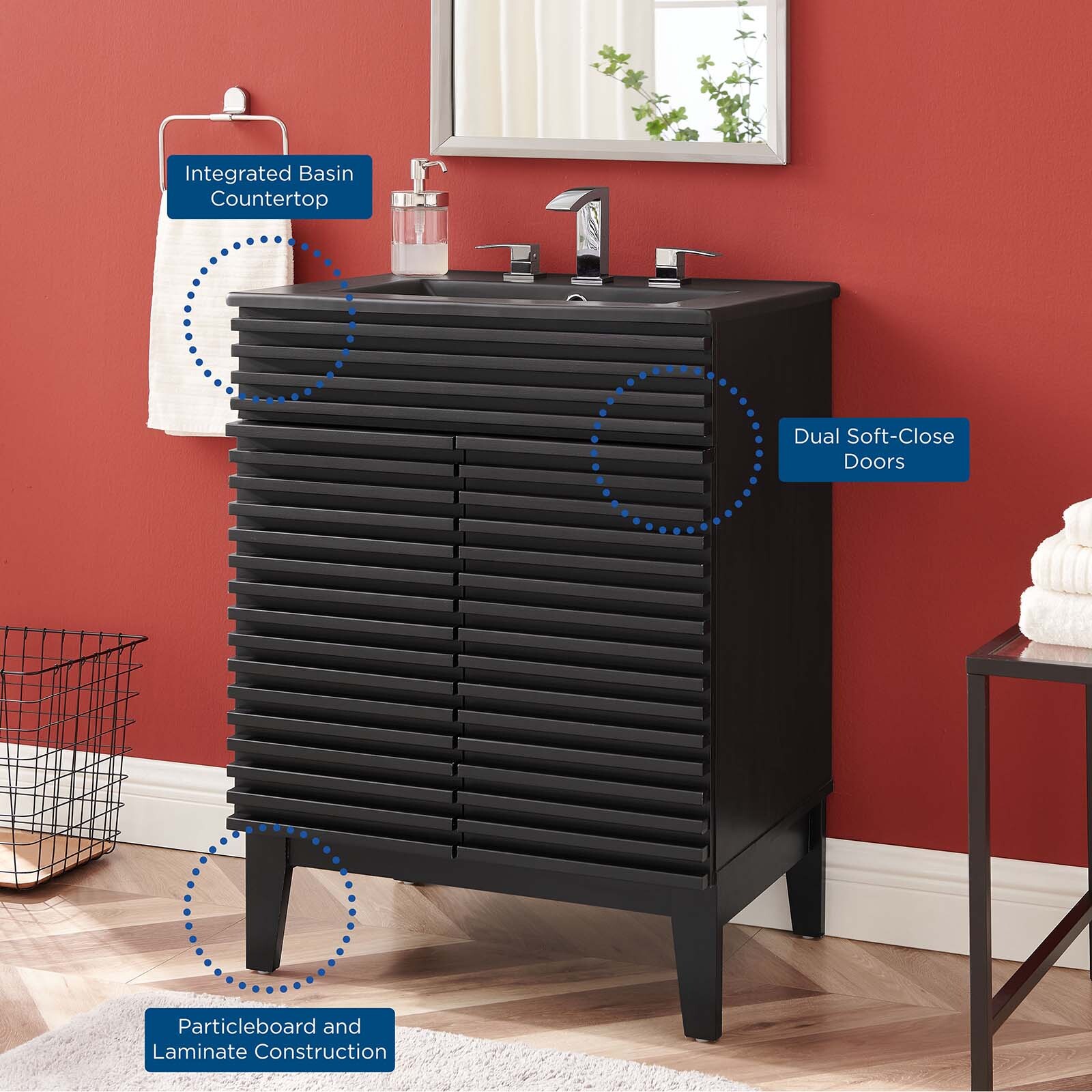 Modway Render 24″ Bathroom Vanity With Sink in Black Black