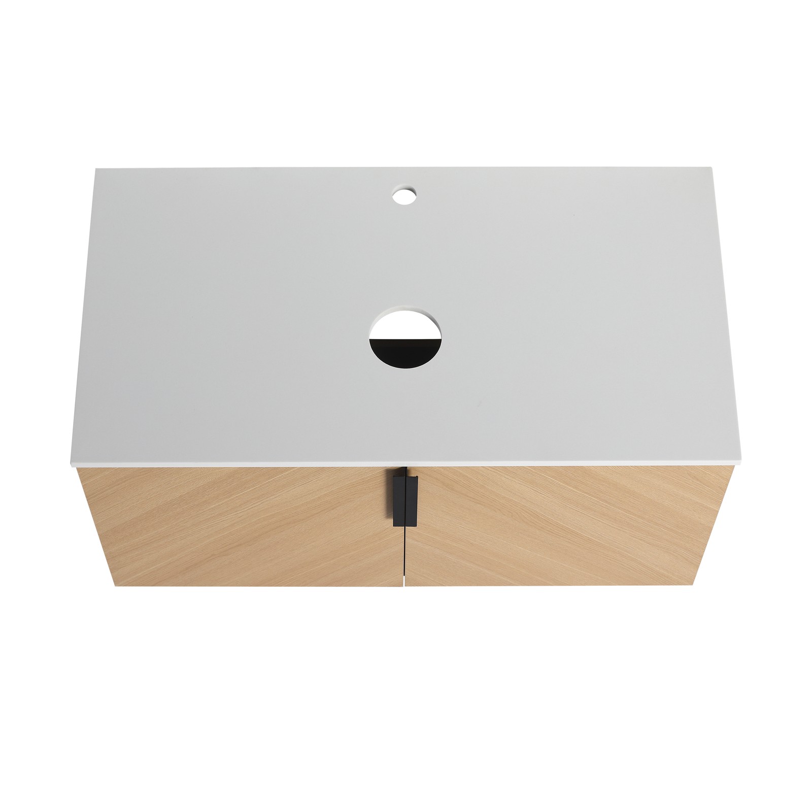36″ Wall-Mounted Plywood Bathroom Vanity With Top Artificial Stone Slab 2 Doors