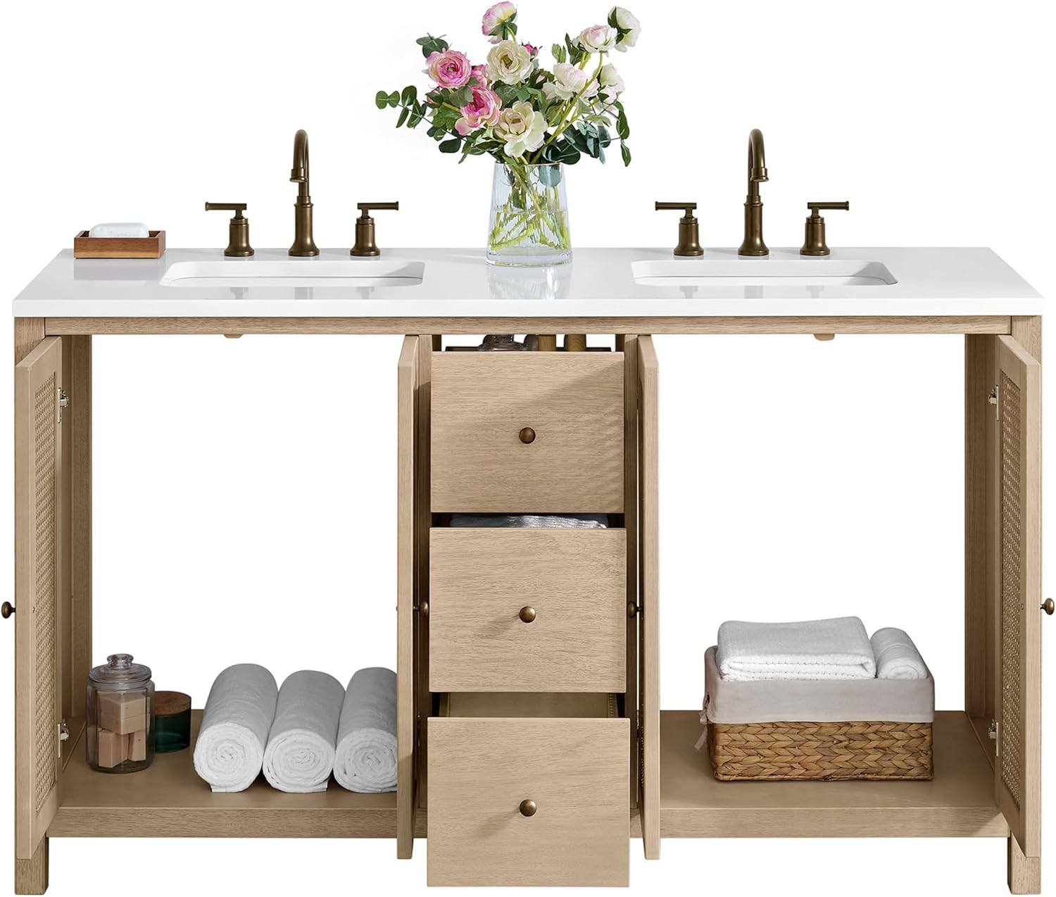 Lucca 60″ Freestanding Bathroom Vanity – Wood Cabinet with Soft-Close Doors