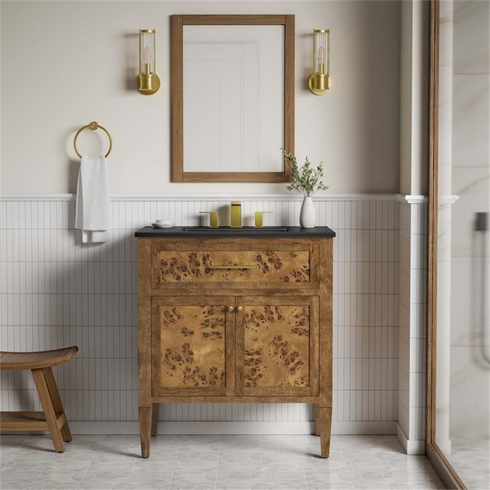 Modway Elysian 30″ Modern Wood Bathroom Vanity in Black and Brown