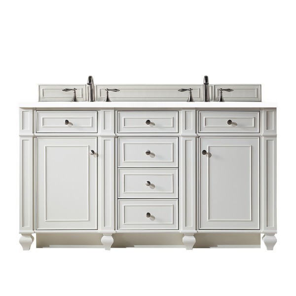 60″ James Martin Bristol 157-V60D-BW-3WZ Double Vanity Cabinet White Zeus Top
