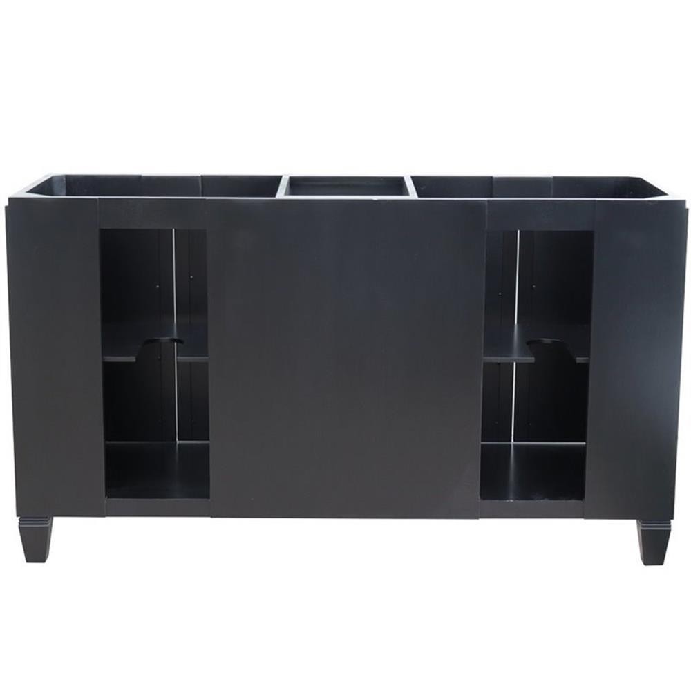 Pemberly Row 61″ Double Round Sink Solid Wood Vanity in Blue/Black Galaxy