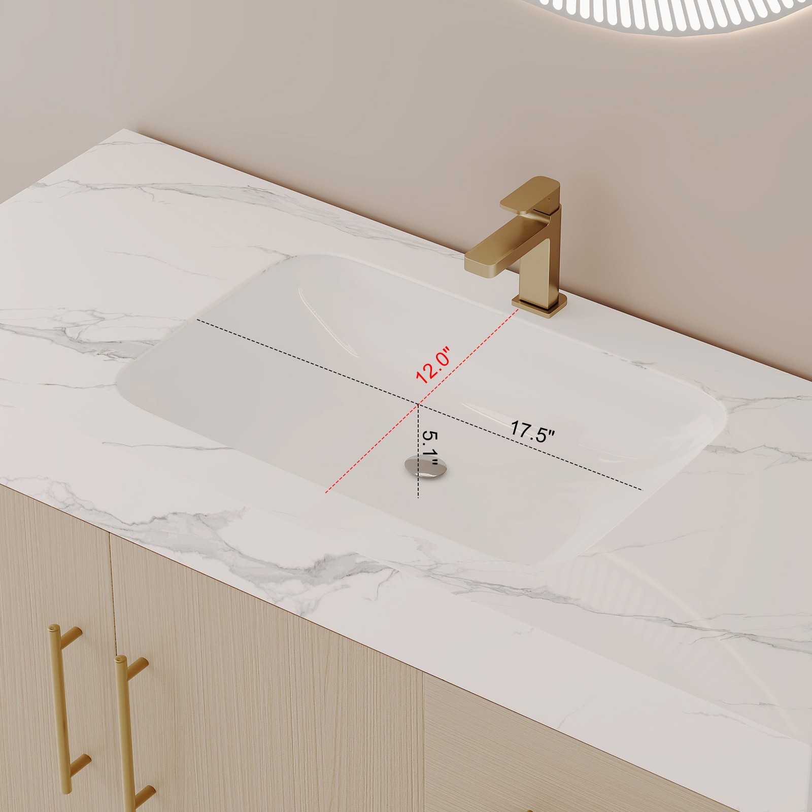 36″ Bathroom Vanity with Sintered Stone Top & Ceramic Sink