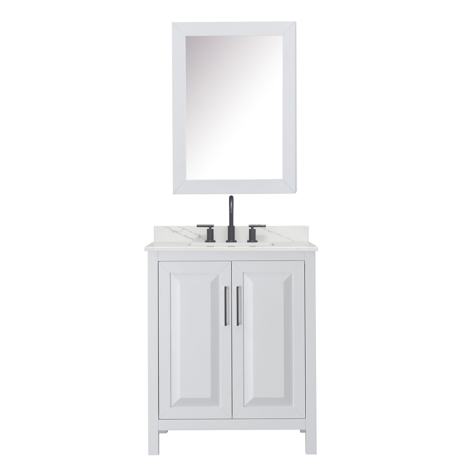 Wyndham Collection WCV252530S-QTZ-US3MED Daria 30″ – Dark Blue / Giotto Quartz