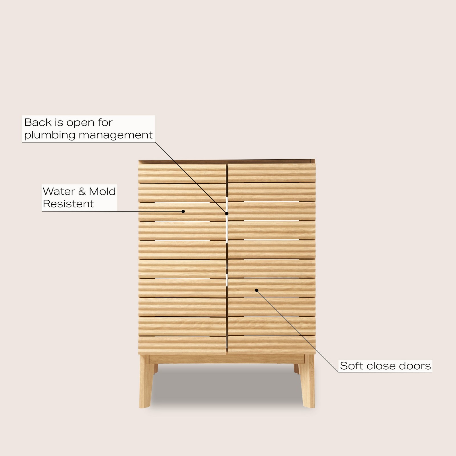 Calandre 24 in. W x 18 in. D x 33 in. H Thin Linear Slat Modern Farmhouse 2-Shel