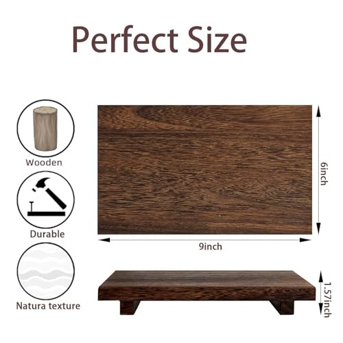 (9×6 Inch,Brown) Wood Riser Soap Tray, Rustic Wood Pedestal 9×6 wooden riser