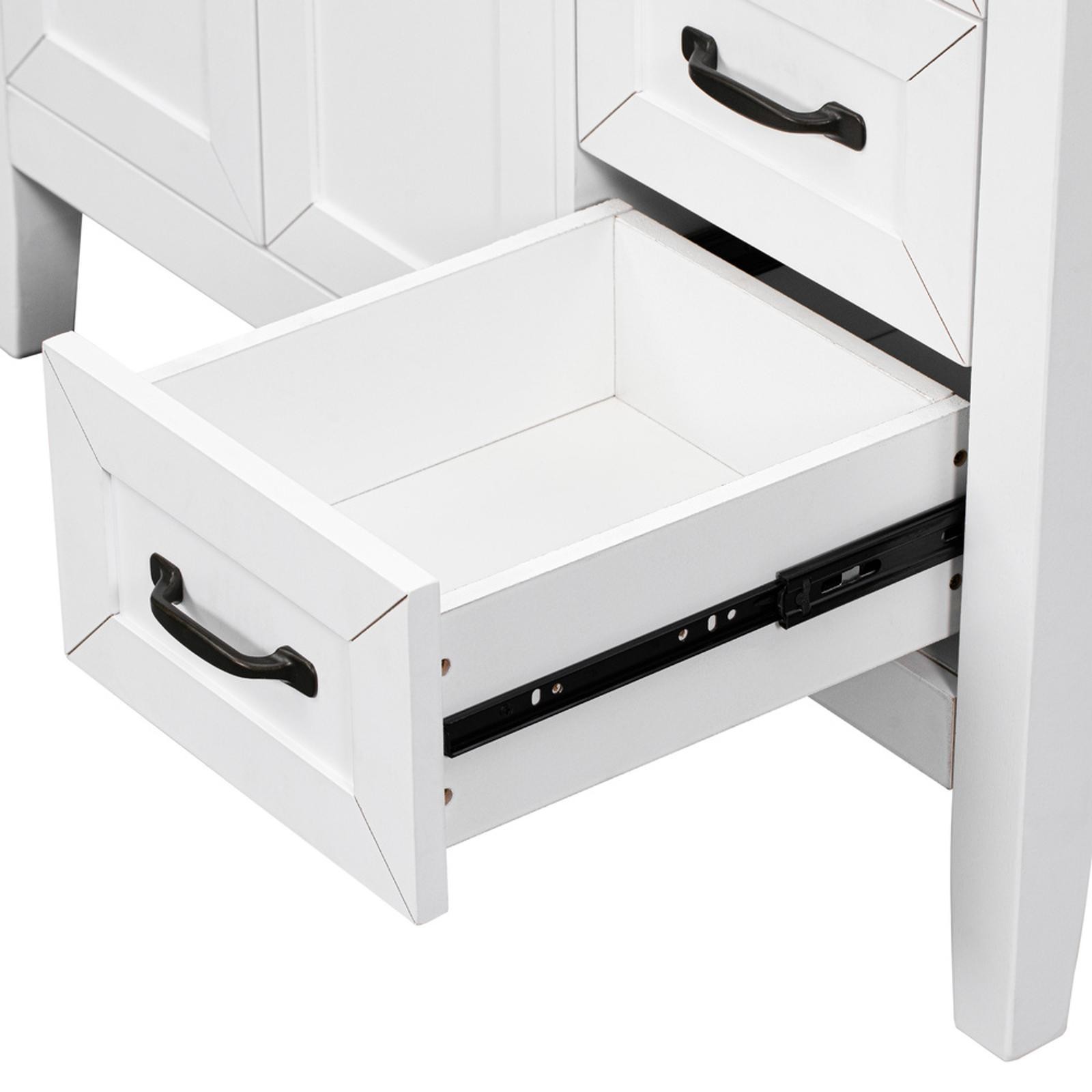 Freestanding 36″ Bathroom Vanity with Smooth Ceramic Sink, White Cabinet with