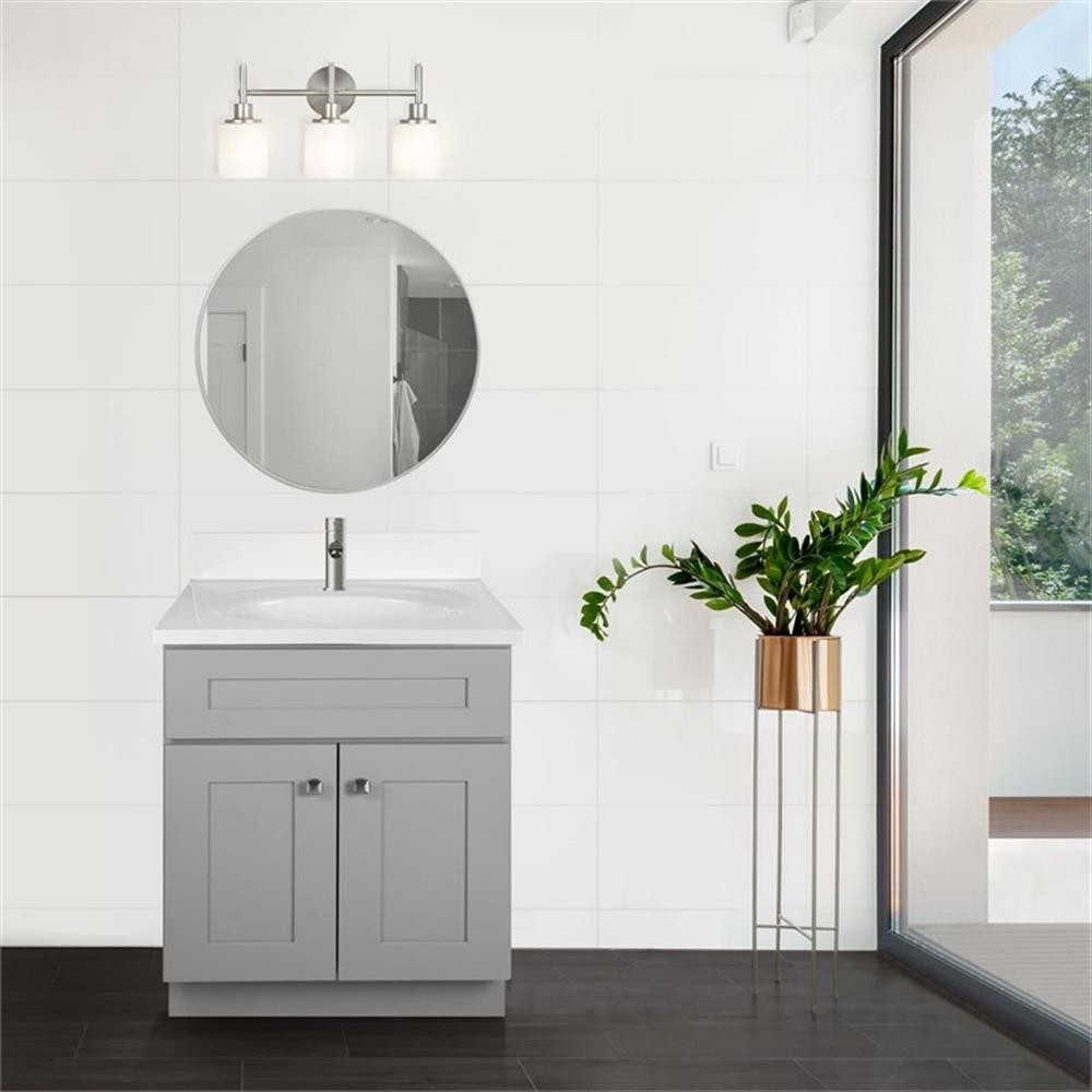 Bowery Hill 25-Inch Marble-Top Bathroom Vanity in Sherwin Williams Gray