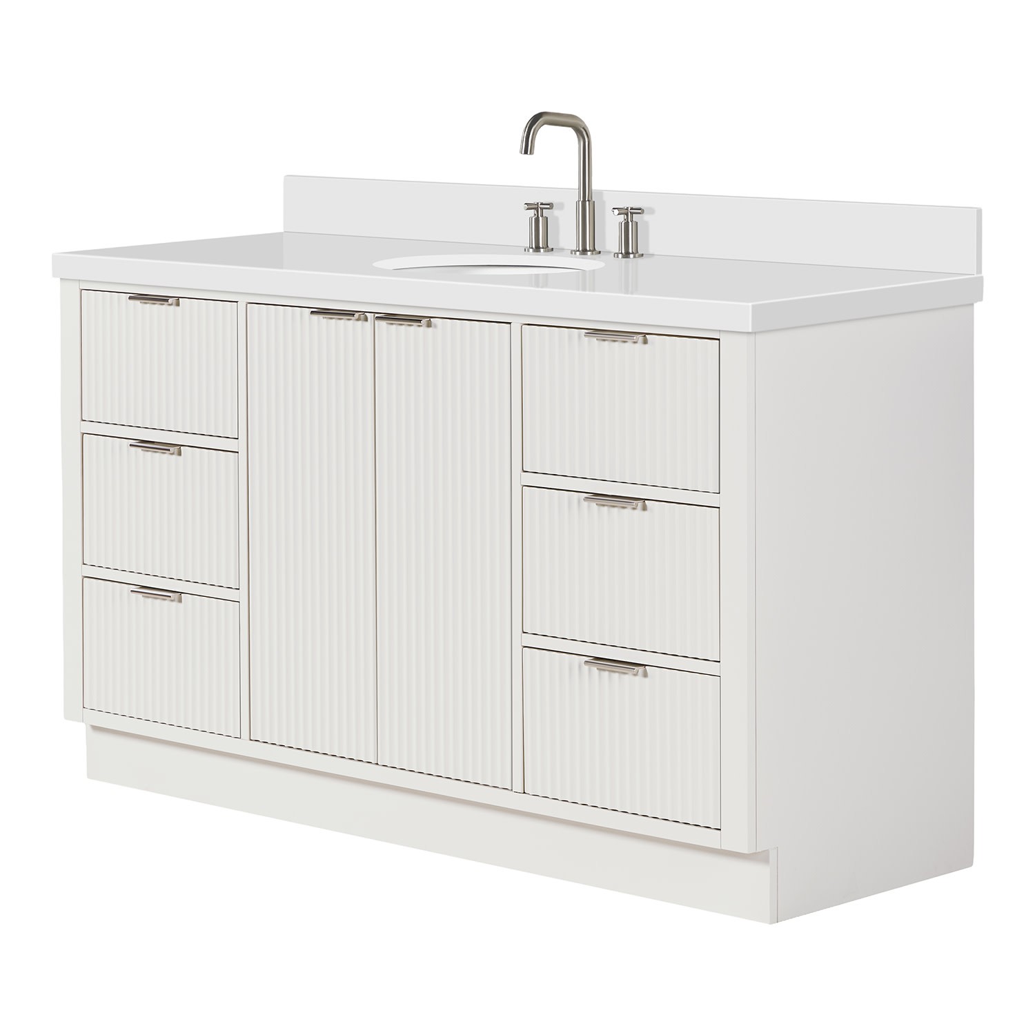 Ariel P61WQOVO Milan 61″ – Warm White / Pure White Quartz Top / Brushed Nickel
