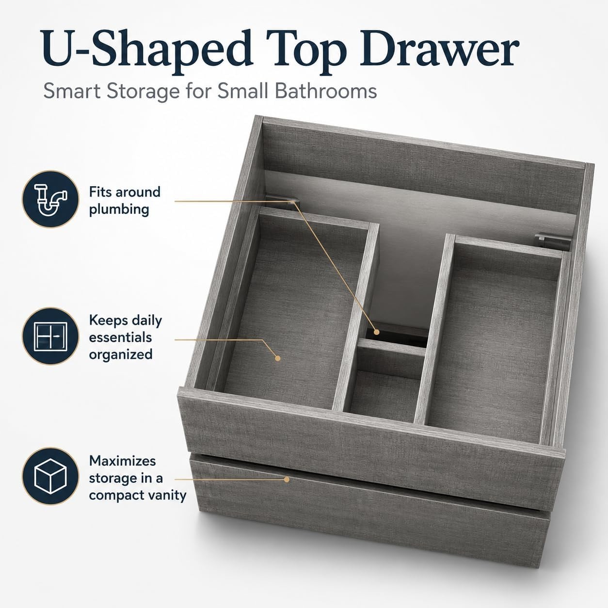 24 Inch Floating Bathroom Vanity with Sink, Gray Wall Mounted Vanity Cabinet