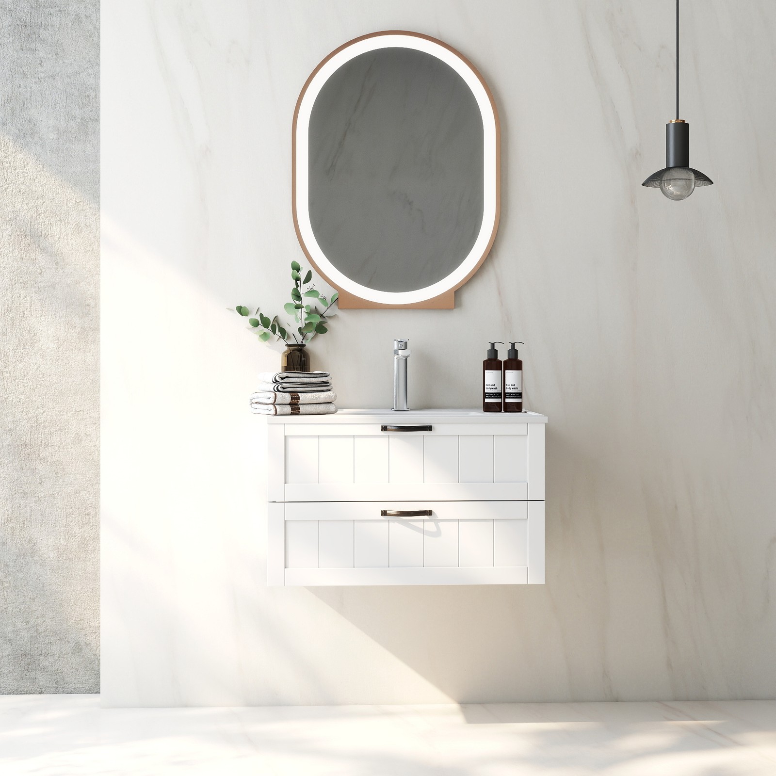 31.5″ Bathroom Vanity Cabinet with Sink Combo, Wall Mounted Floating Cabinet
